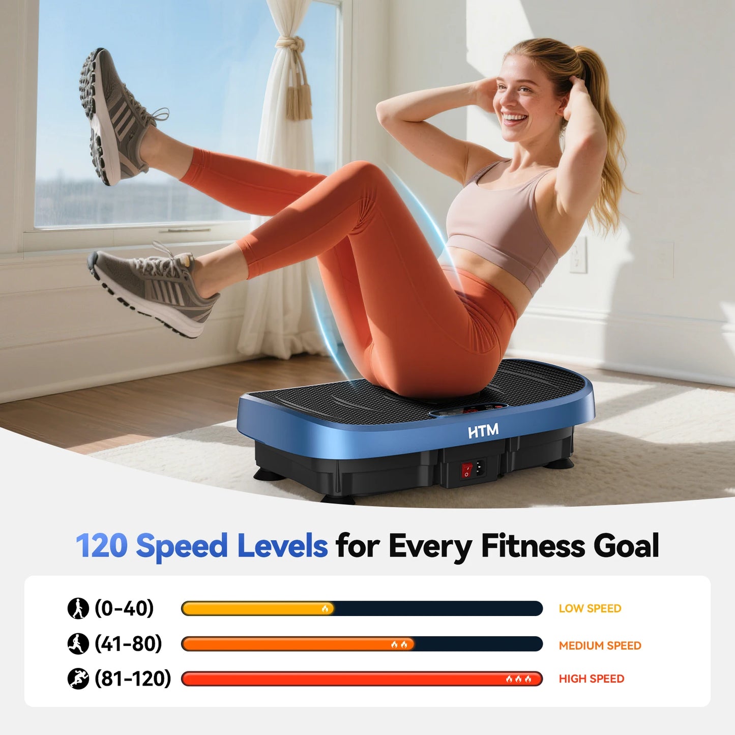 HTM Vibration Platform Fitness Plate 120 Levels Silent Non Slip
