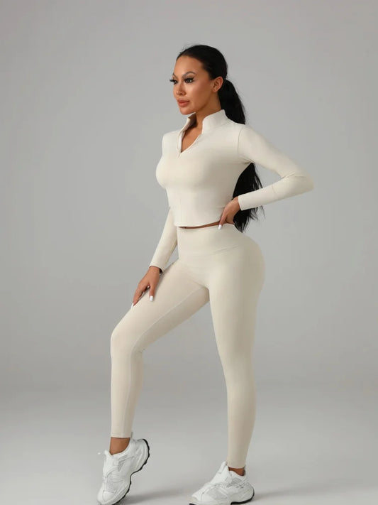 Womens Yoga Set Polyester Knit For Everyday Fitness