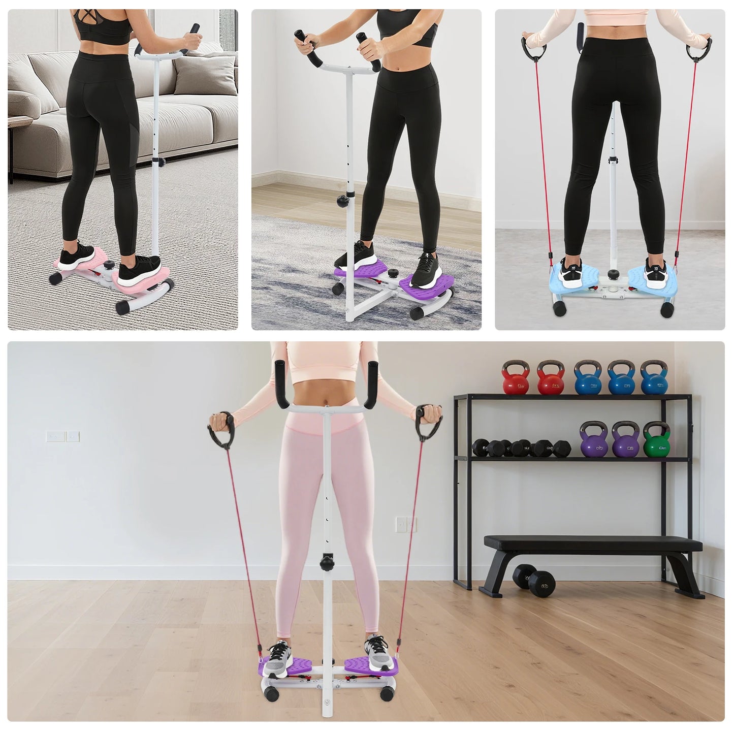 Noiseless Waist Twister Board With Handrail For Men And Women