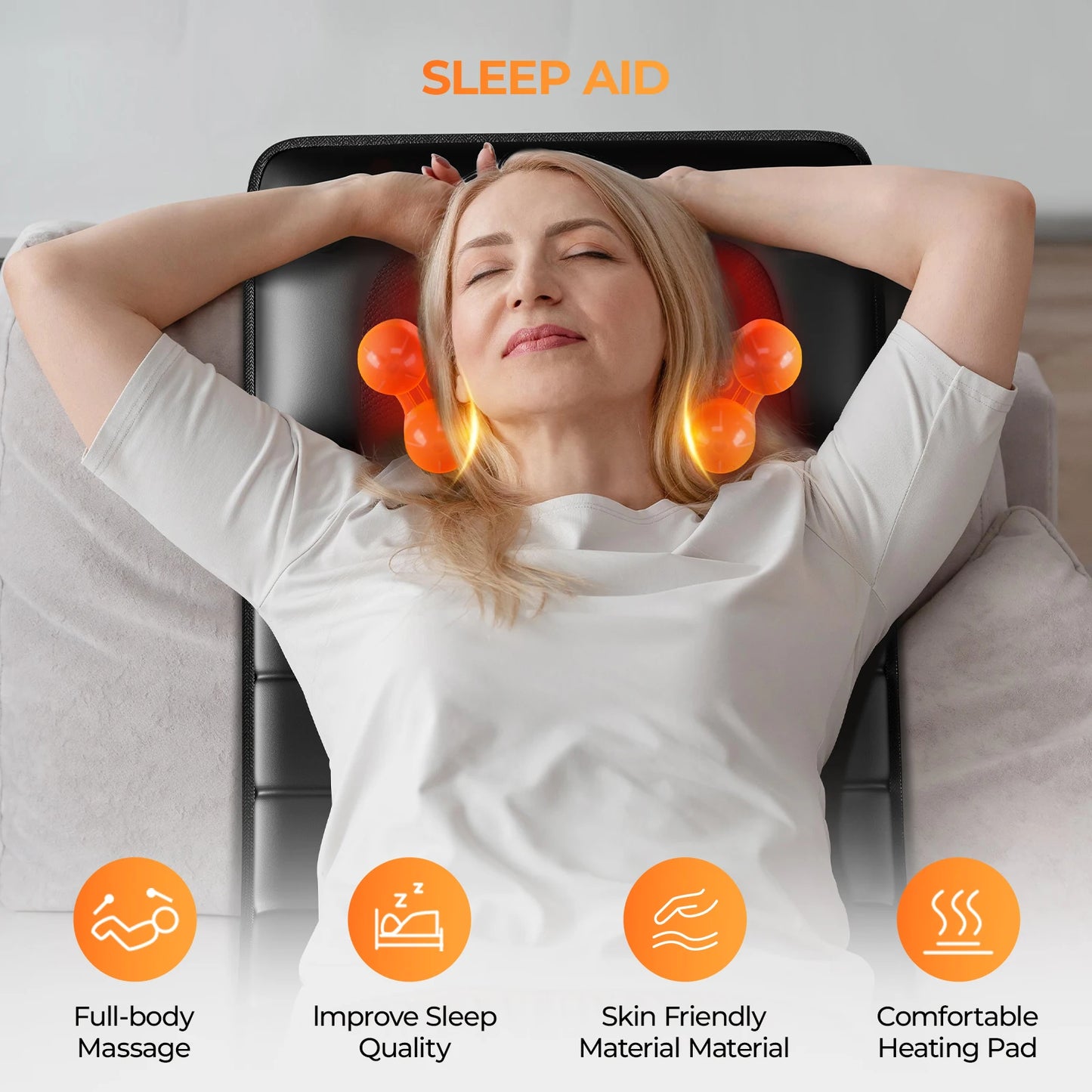 HOMEMASSA Shiatsu Massage Mat With Heat And 10 Vibrating Motors