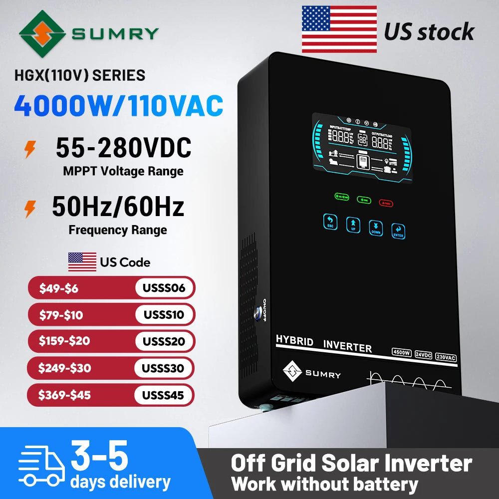 SUMRY Off Grid Solar Inverter Hybrid MPPT Pure Sine Wave