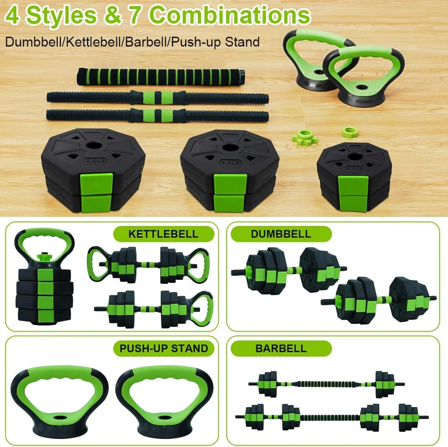 HiMISS 4 In 1 Kettlebell Dumbbell Set For Home Gym