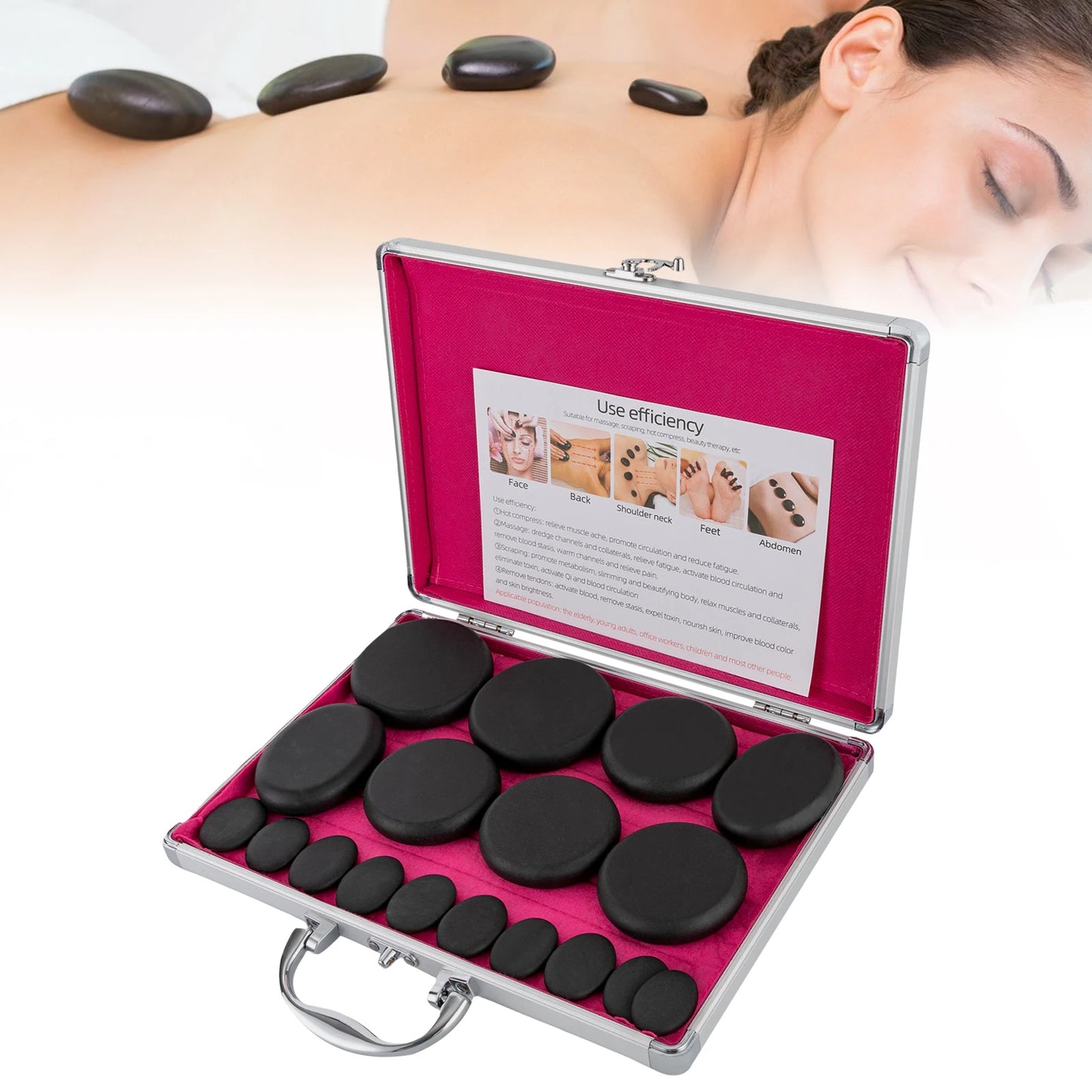 Bymaocar Hot Stones Massage Set With Heater Box At Home