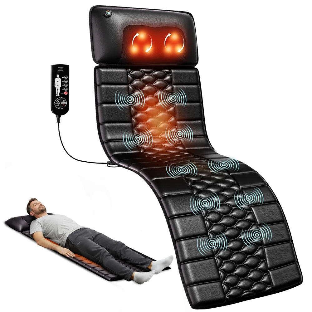 HOMEMASSA Shiatsu Massage Mat With Heat And 10 Vibrating Motors
