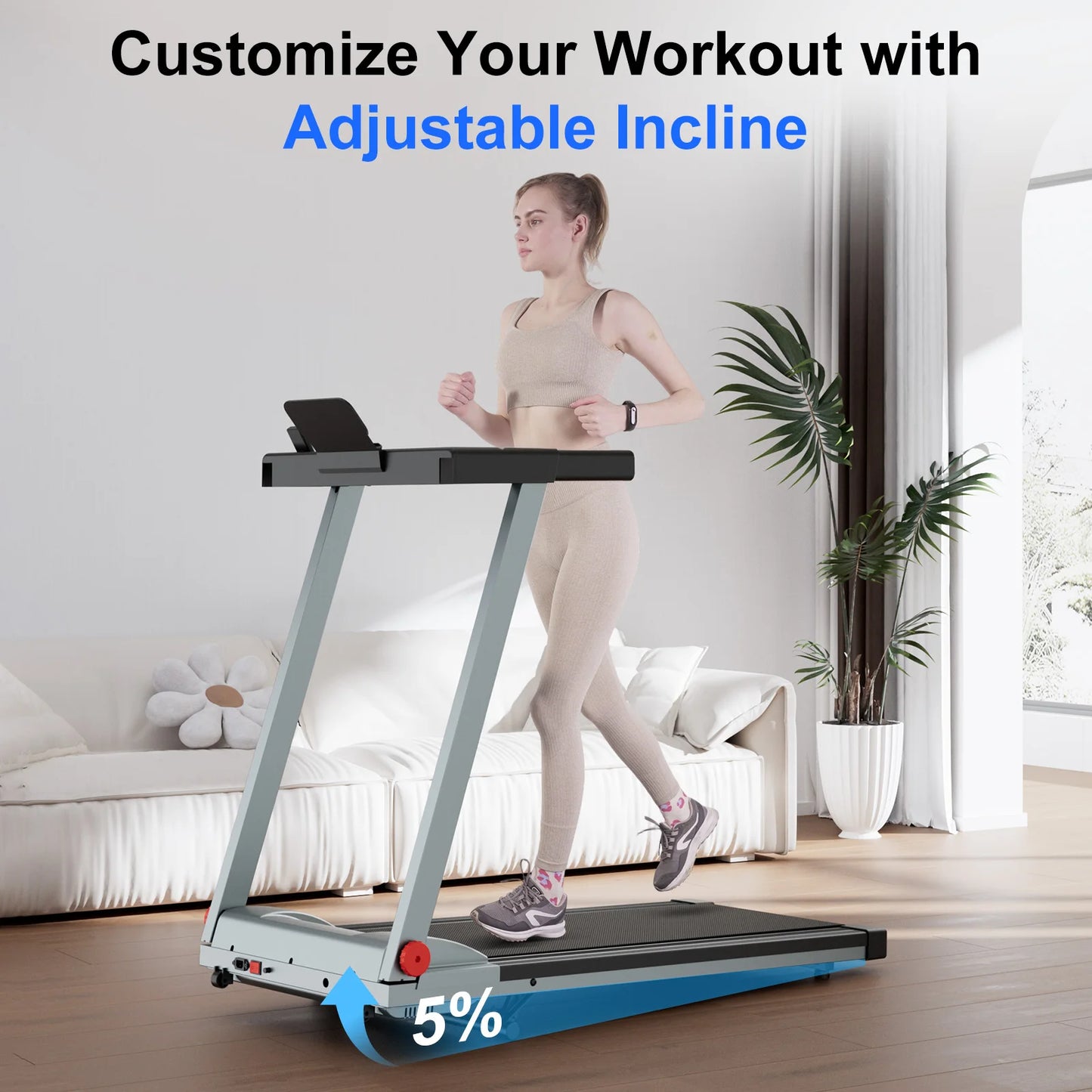 Treadmill 3.0HP With 5 Percent Incline Folding Handles