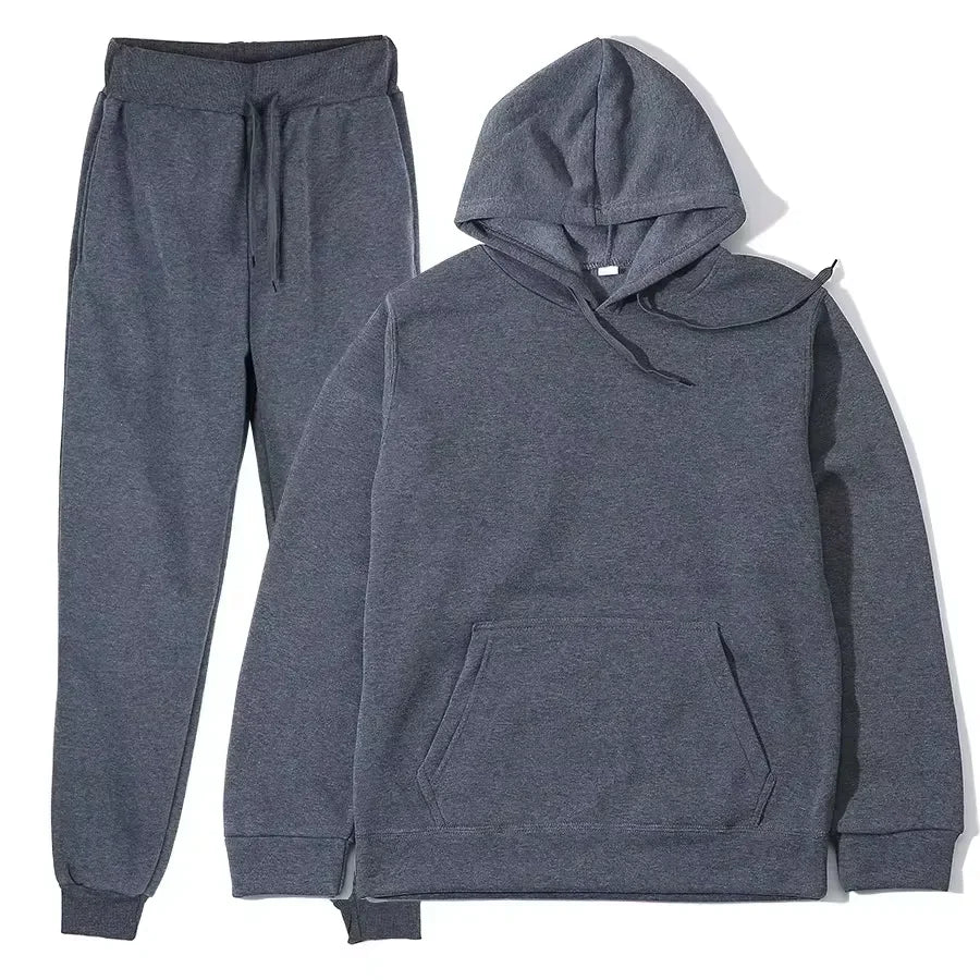 NONECN Winter Tracksuit Women Two Piece Set Hooded Sweatpants
