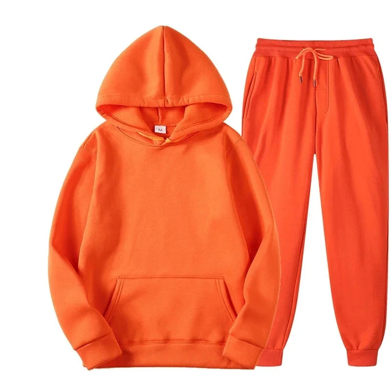 NONECN Men's Hoodie And Jogging Pants Tracksuit For Outdoor Activity