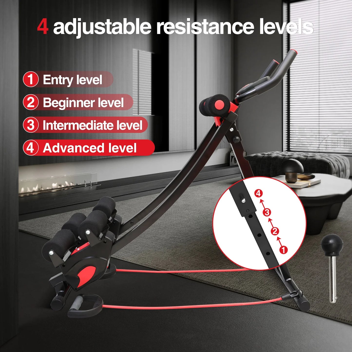 Dual Track Abdominal Exerciser Ab Roller Foldable Waist Workout