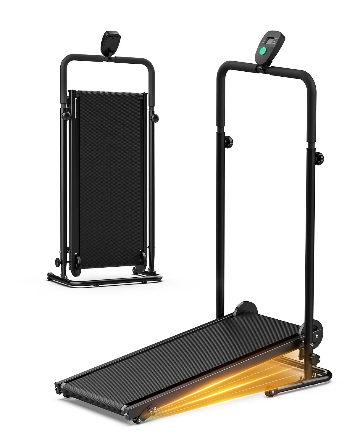 AKLUER Non-Electric Treadmill Dual Flywheel Motorless With LCD Monitor