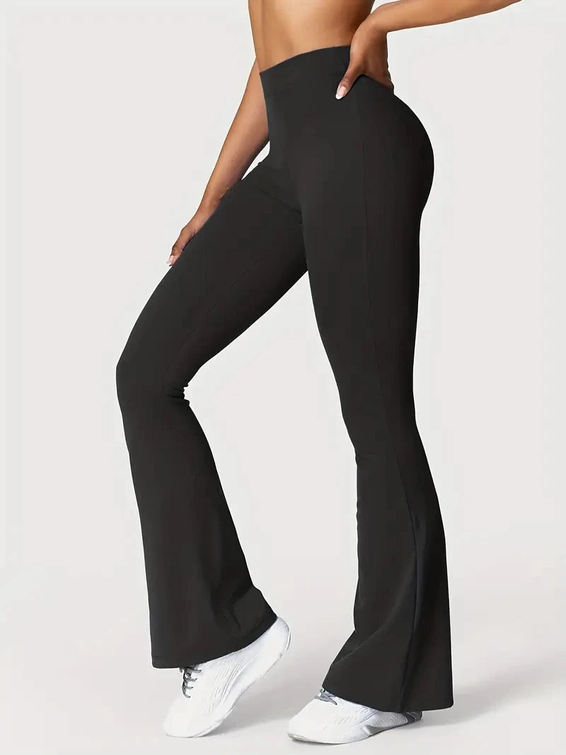 Women Yoga Trousers Flared High Waist Wide-Leg