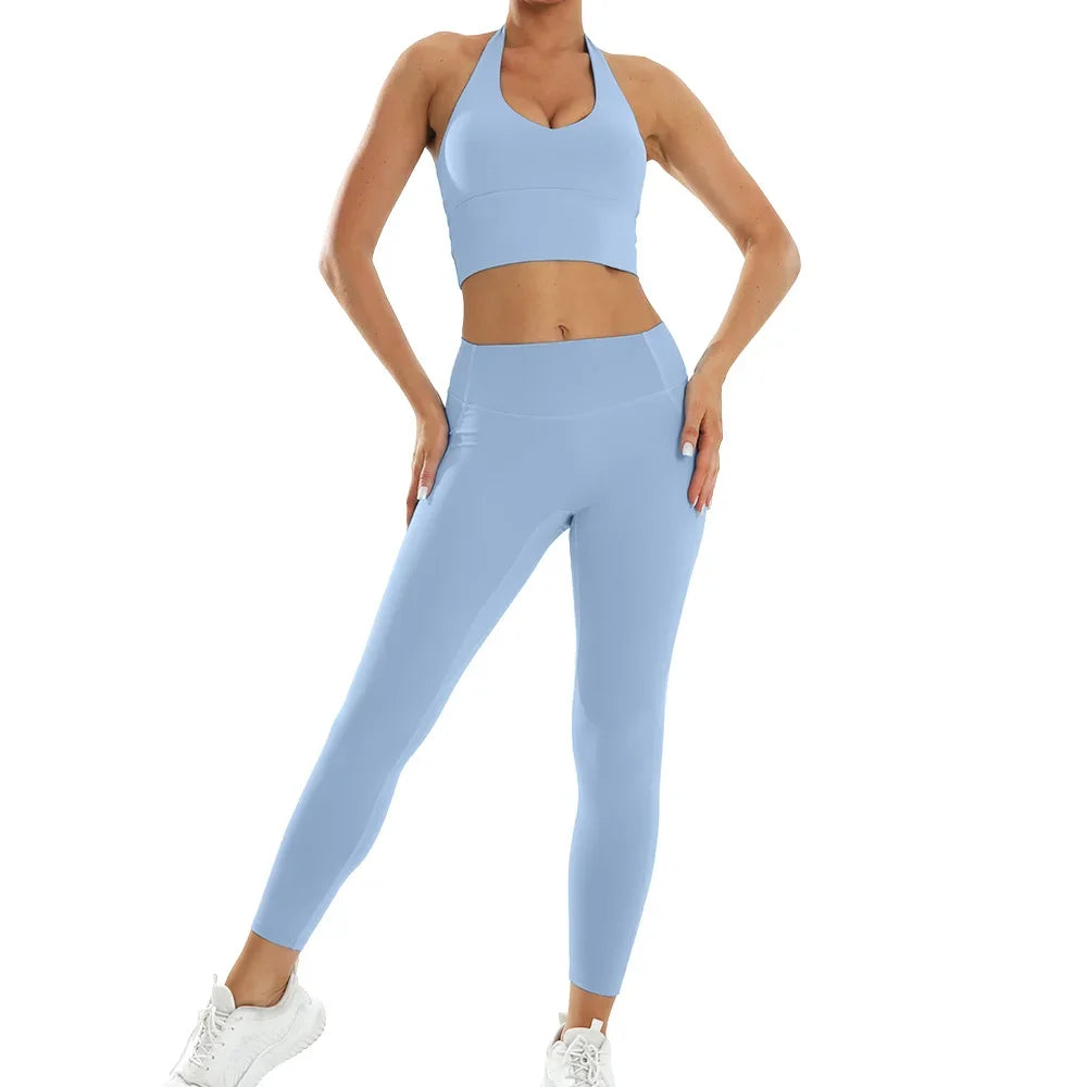 Women's Yoga Set Crop Top And High Waist Leggings Outfit