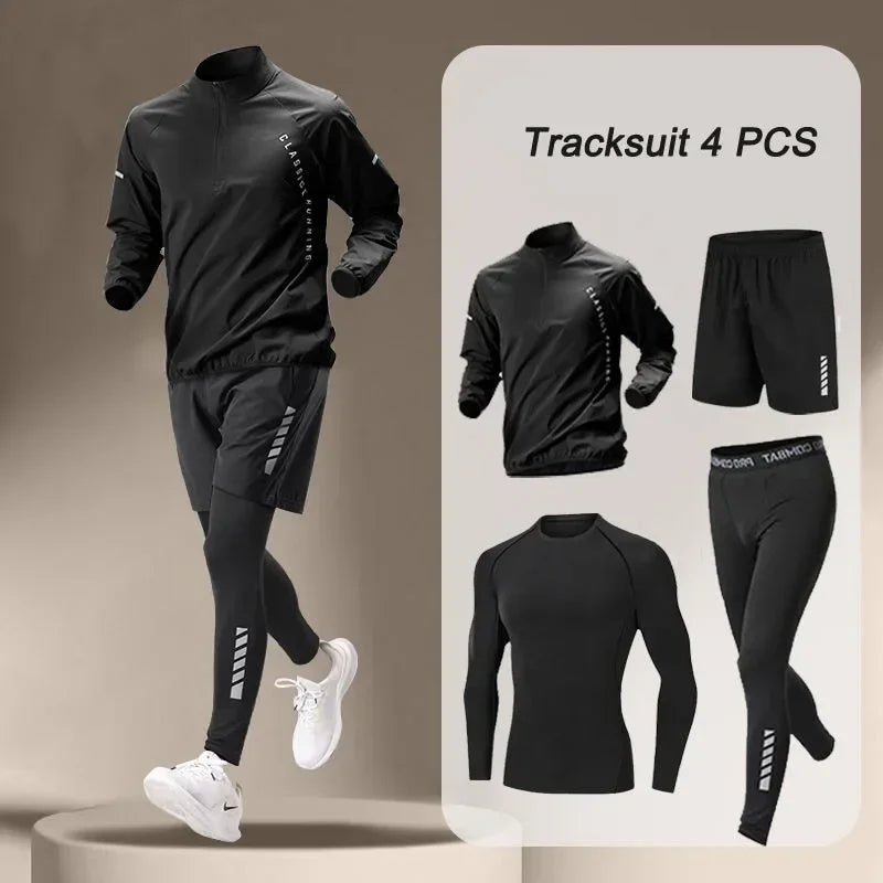Unisex Quick Dry Outdoor Running Set Jacket And Pants Sportswear