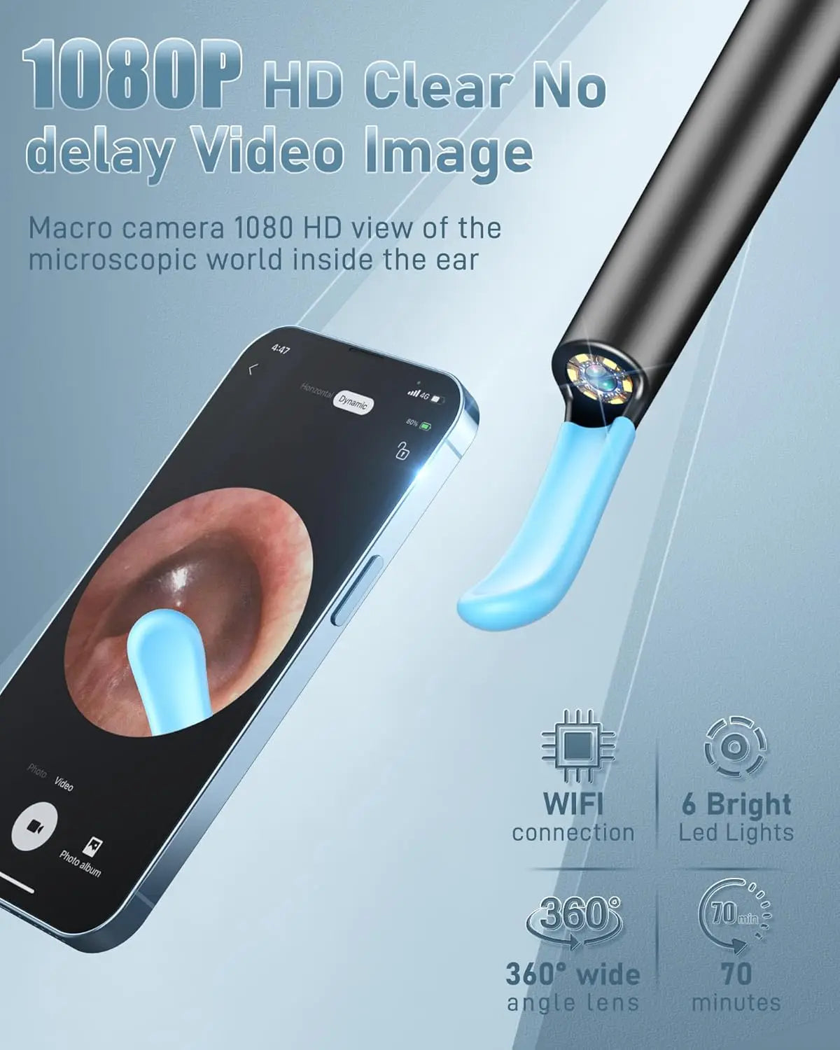 Ear Wax Removal Camera Tool 1080P HD Lens With Lights