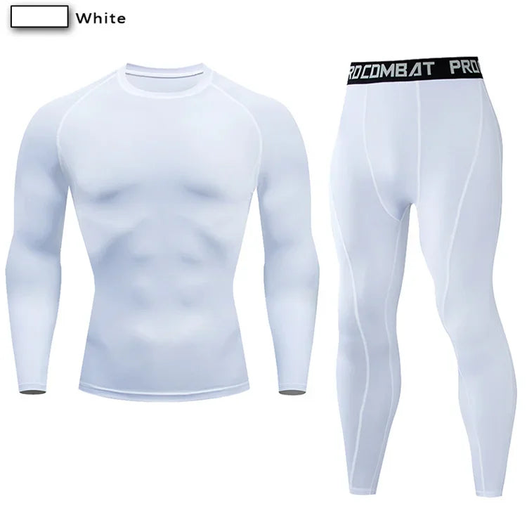 NONECN 2pc Men Compression Sportswear Set Elastic Training Yoga Tracksuit
