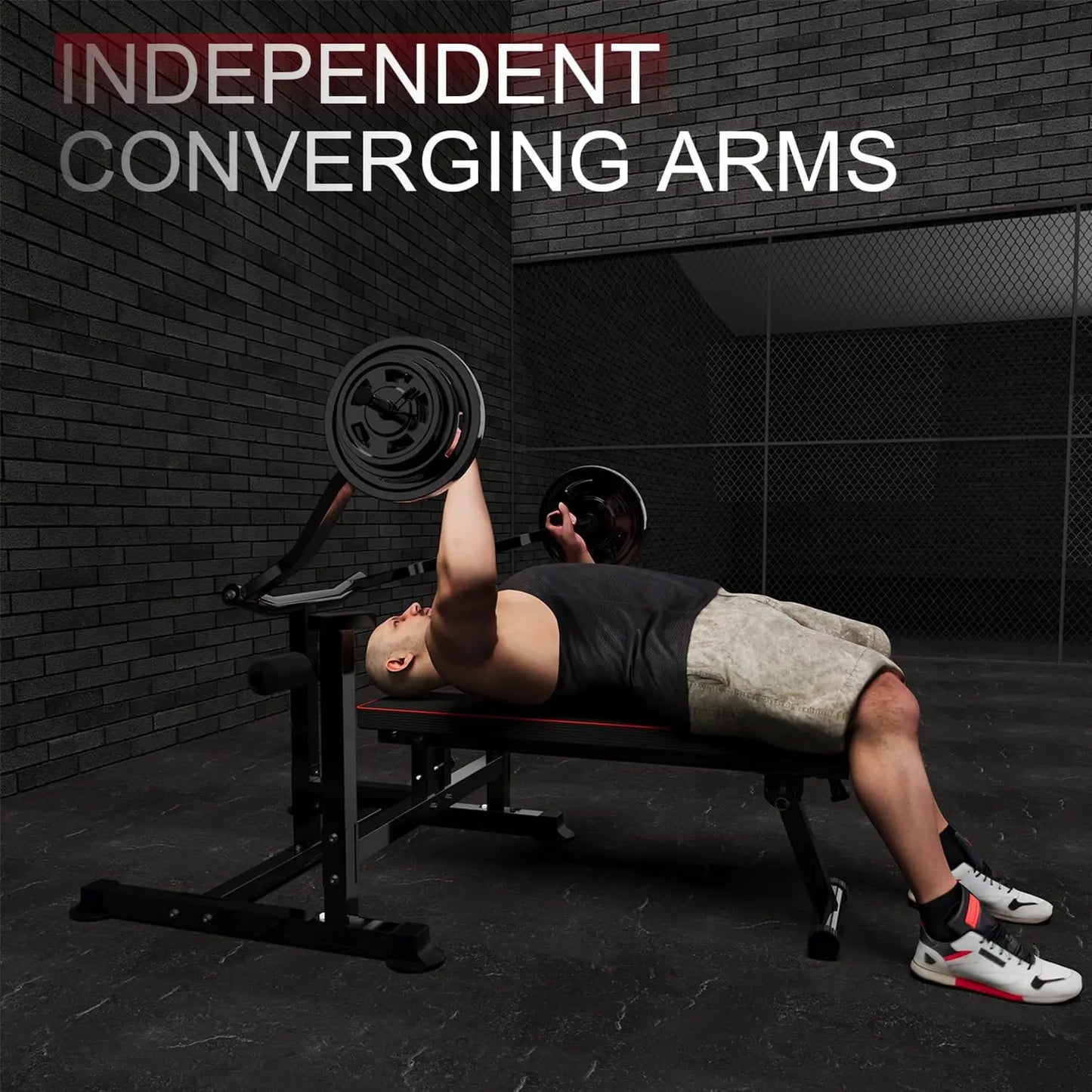 Bench Press Set With Adjustable Incline Bench And Dumbbell Rack