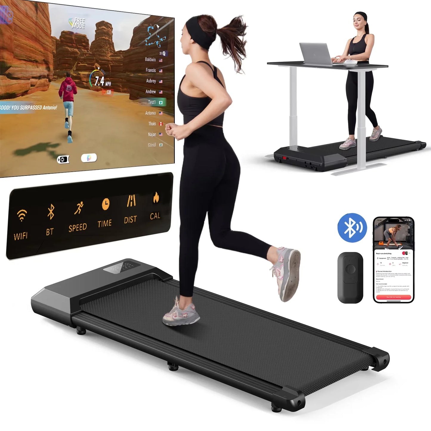 Superun Smart Under Desk Treadmill For Home Office With App