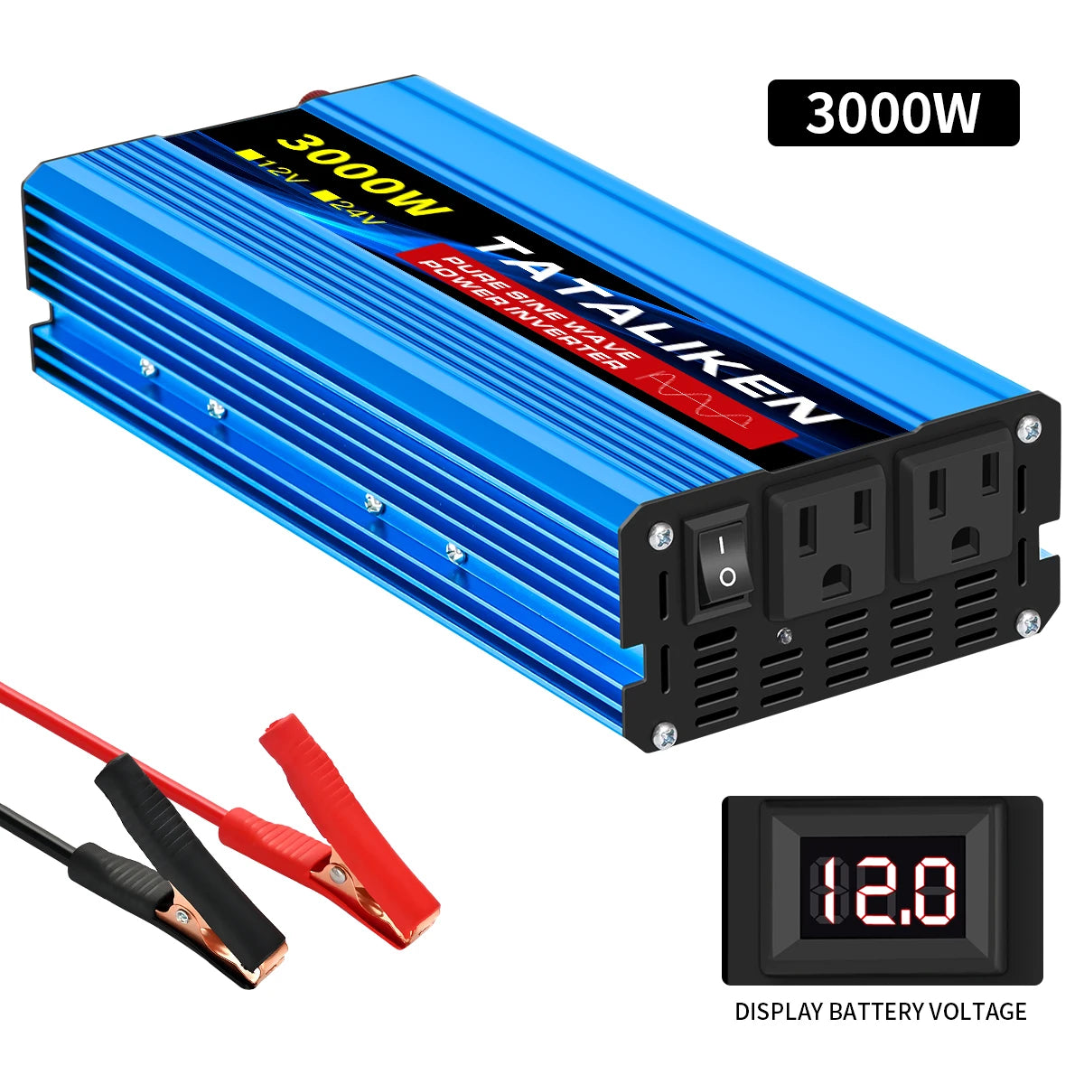 TATALIKEN 12V to 110V Pure Sine Wave Car Inverter Power