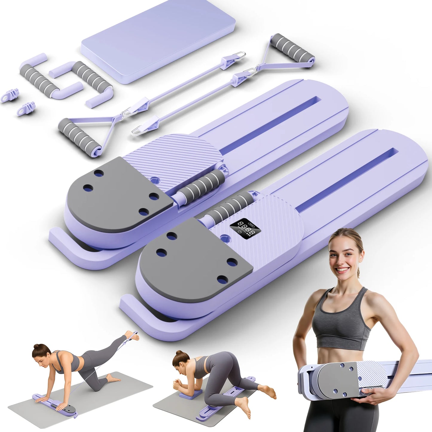 2 In 1 Split Ab Pilates Board With Resistance Bands