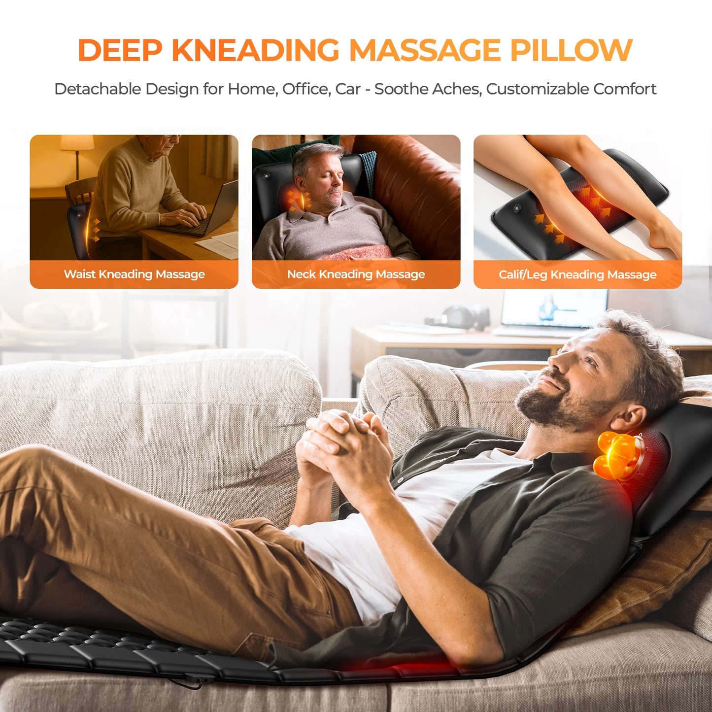 HOMEMASSA Shiatsu Massage Mat With Heat And 10 Vibrating Motors