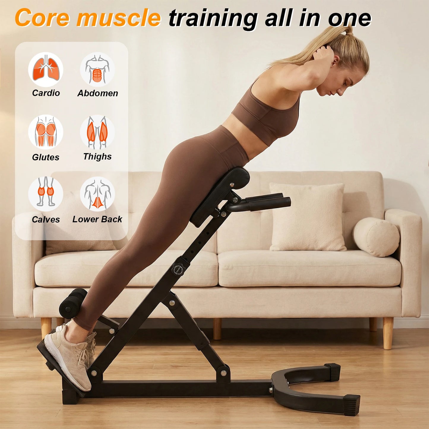 None Roman Chair Foldable Back Exercise Bench For Glute Workouts