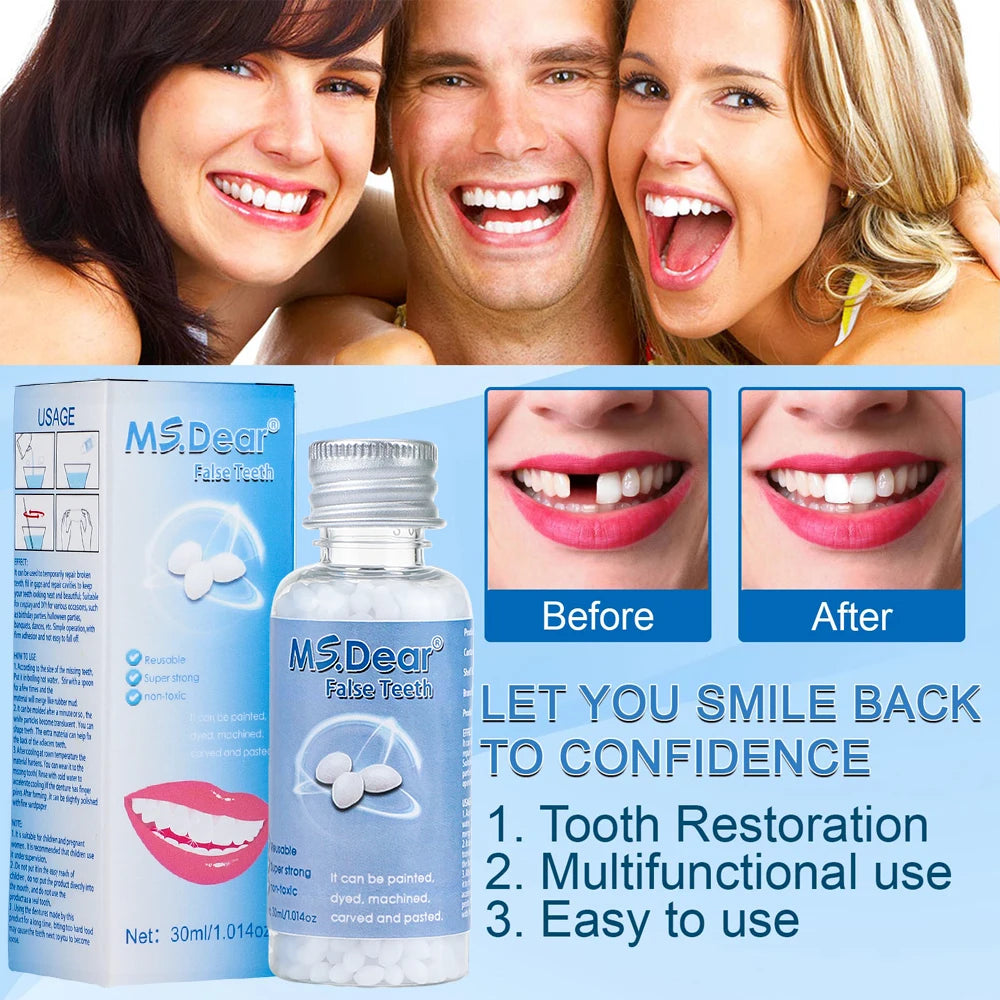 NONE Denture Adhesives 30ml Resin Temporary Tooth Repair Granules