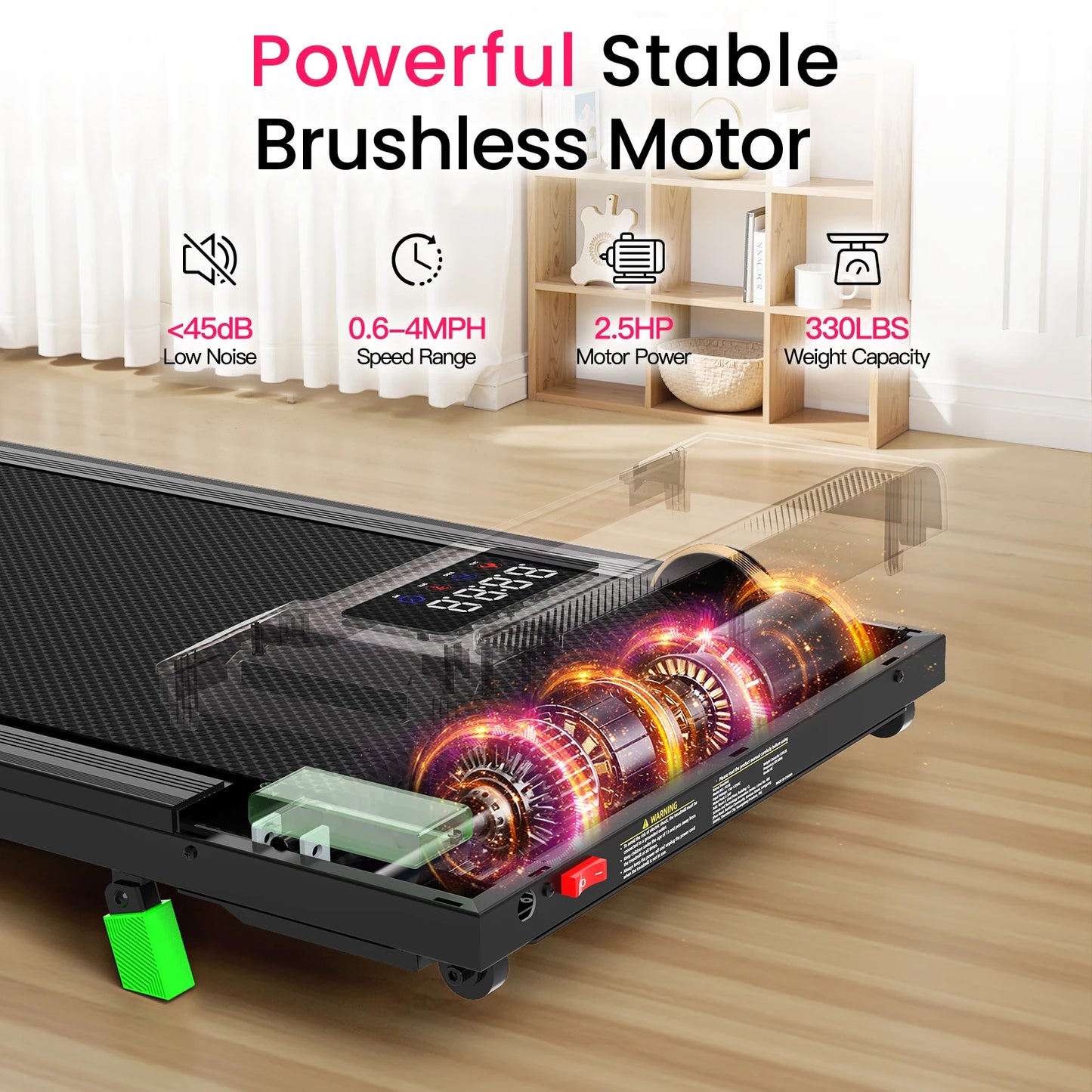 AKLUER Walking Pad Treadmill With Incline And 2.5HP Brushless Motor