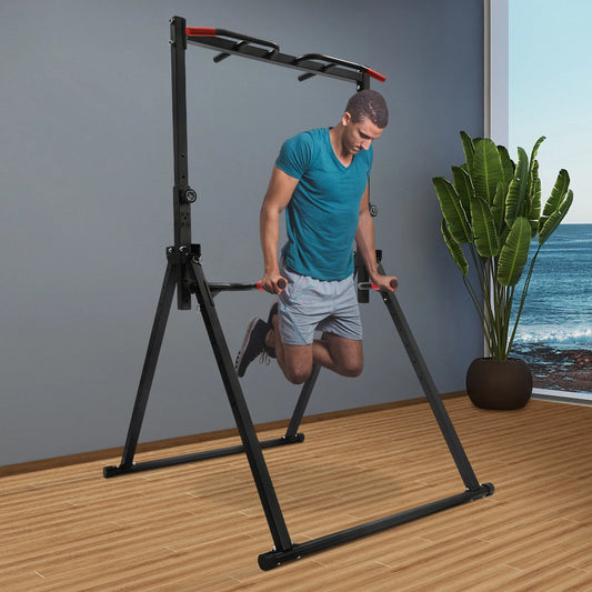 Power Tower Dip Station Adjustable Height For Home Strength Training