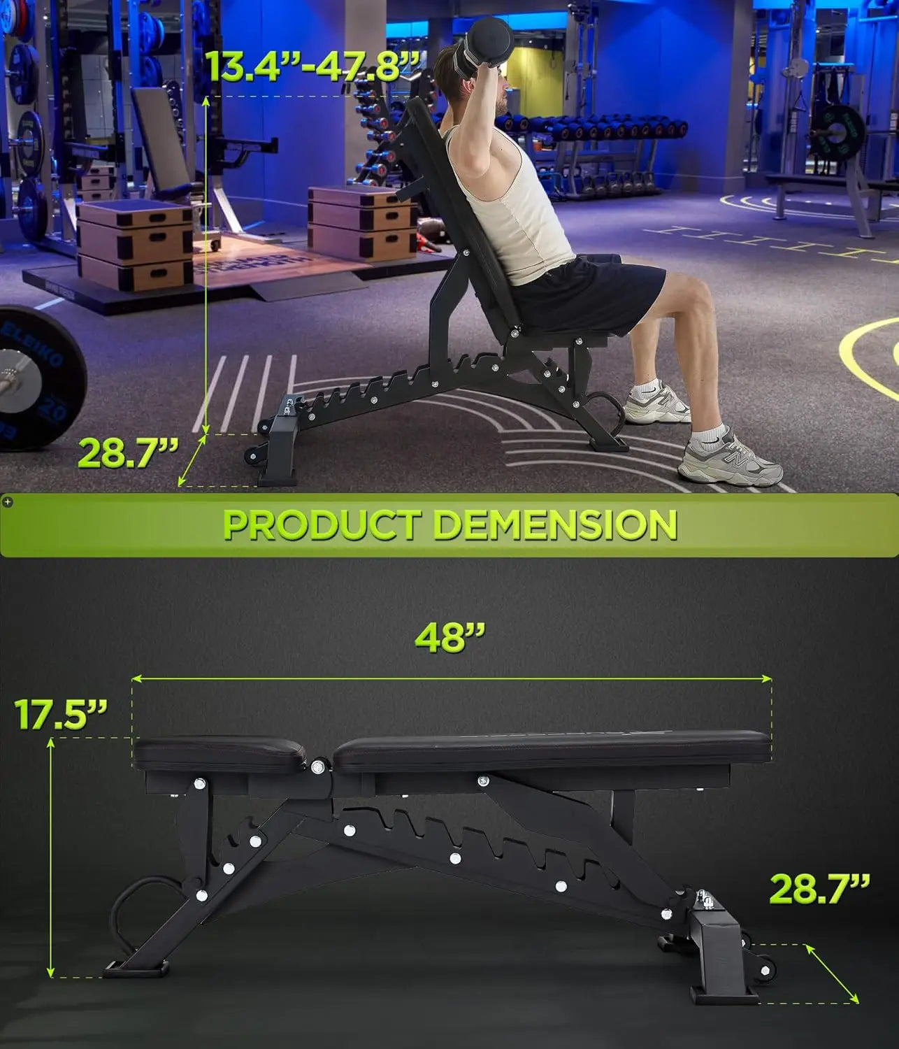 Heavy Duty Weight Bench 1000lb Capacity For Home Gym Exercises