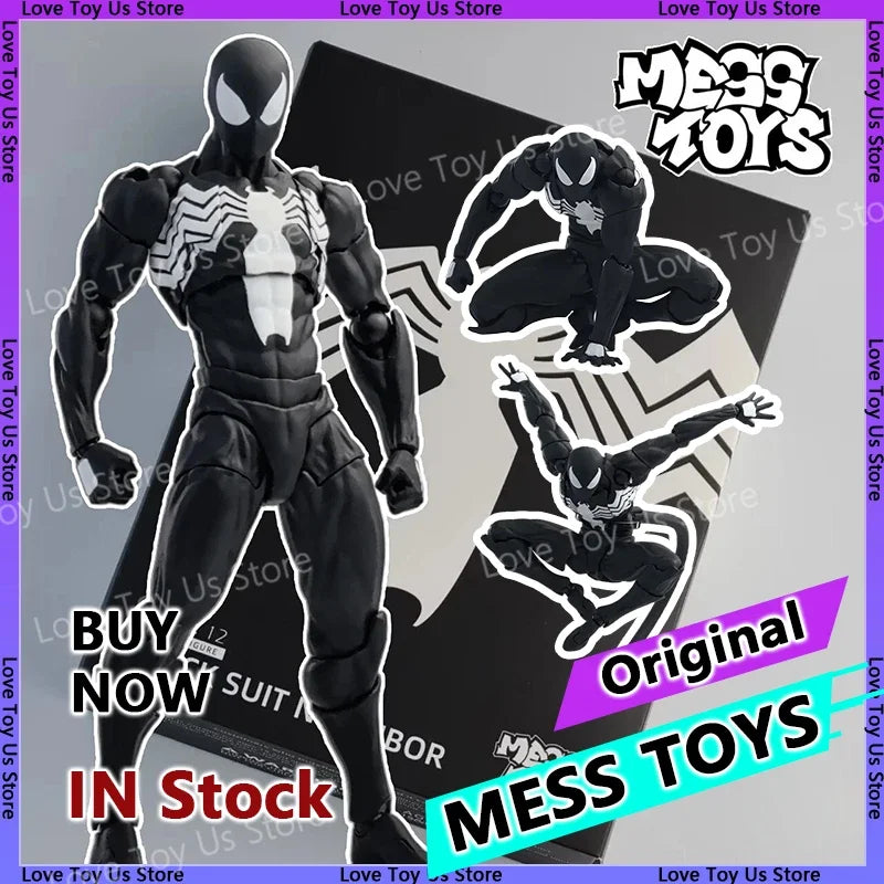In Stock Mess Toys Spider Man Symbiote Spiderman Messtoys Black Suit Neighbor Scarlet Spider Anime Action Figure Gifts Toys
