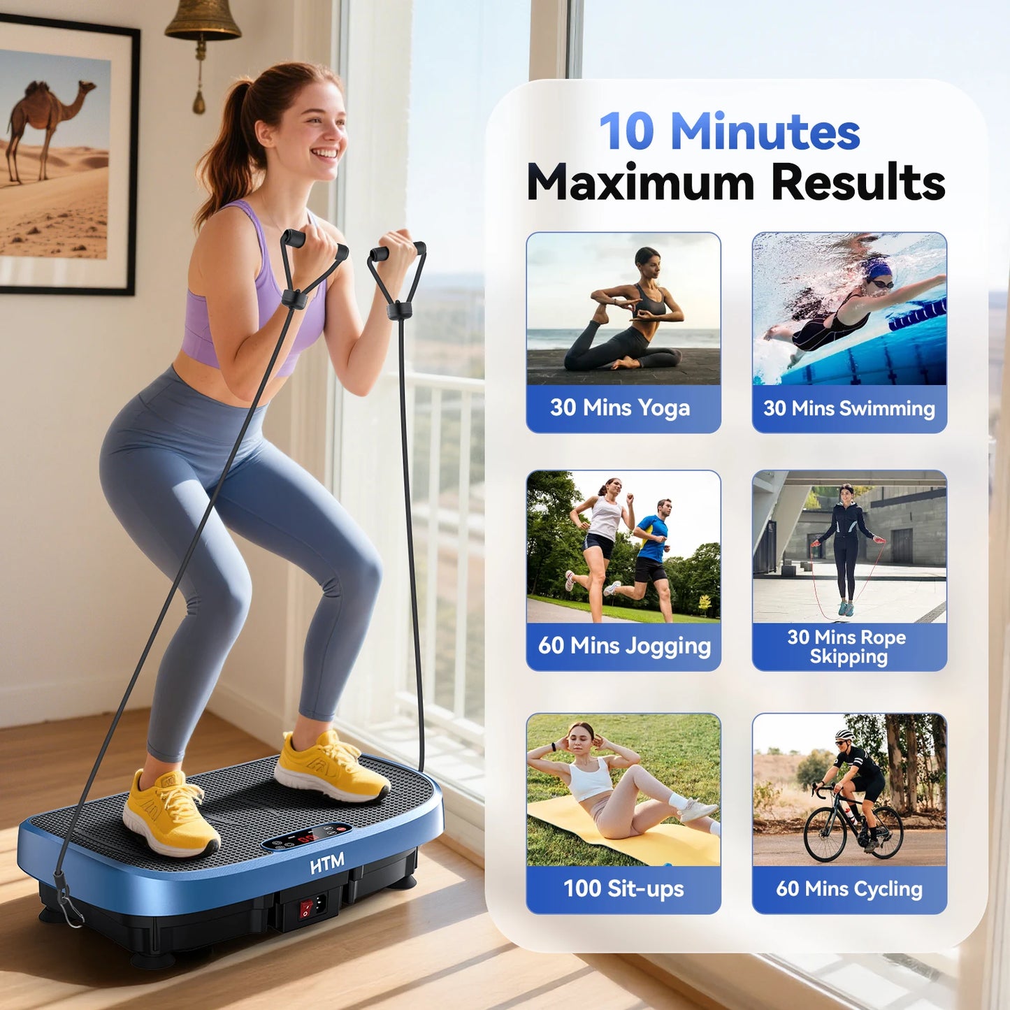 HTM Vibration Platform Fitness Plate 120 Levels Silent Non Slip