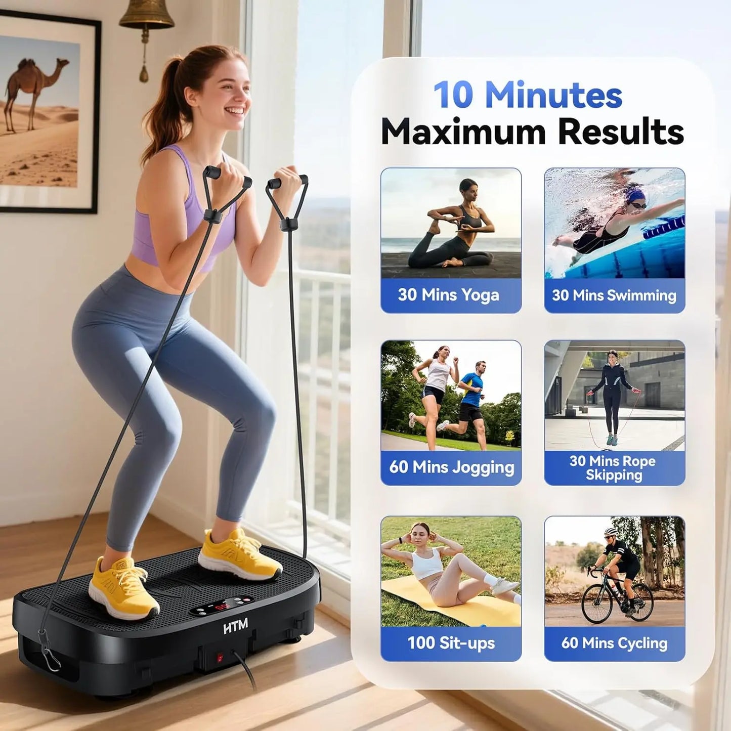 HTM Vibration Plate Fitness Multi-Function Trainer With 330 Pound Capacity