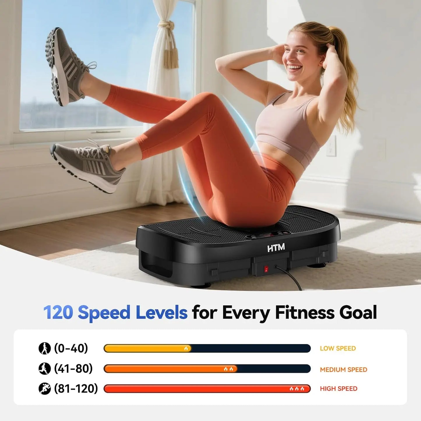 HTM Vibration Plate For Whole Body Exercise Bluetooth Remote