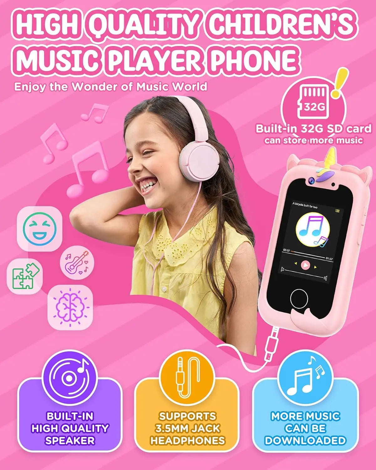 Kids Smart Phone Toy for Girls Real Play Cell Phone