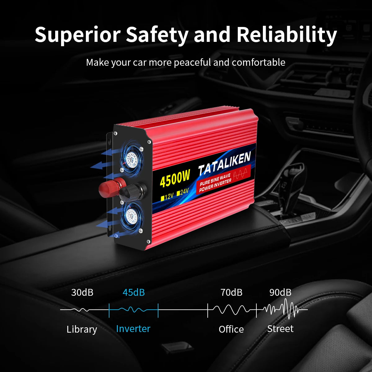 TATALIKEN 12V to 110V Pure Sine Wave Car Inverter Power