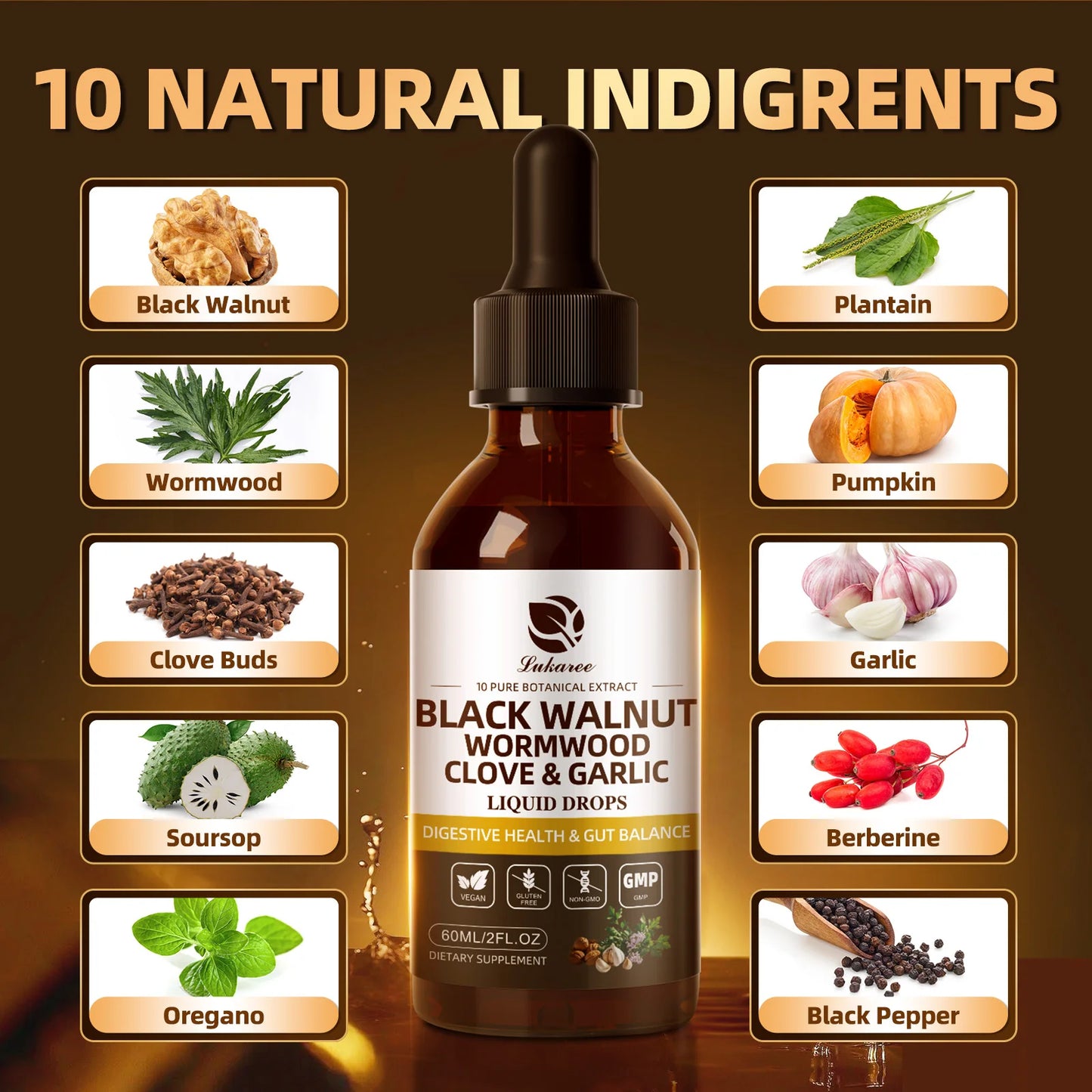 Beworths Lukaree Black Walnut Digestive Immune Drops With Wormwood