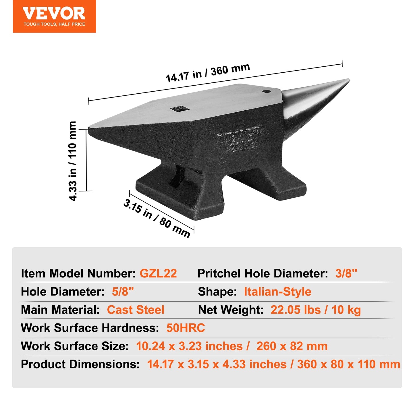 VEVOR SucceBuy Single Horn Anvil Cast Steel Durable