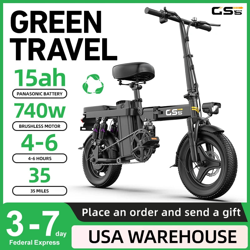 UPlee GS5 48V 15Ah Folding Electric Fat Tire Bike 20MPH