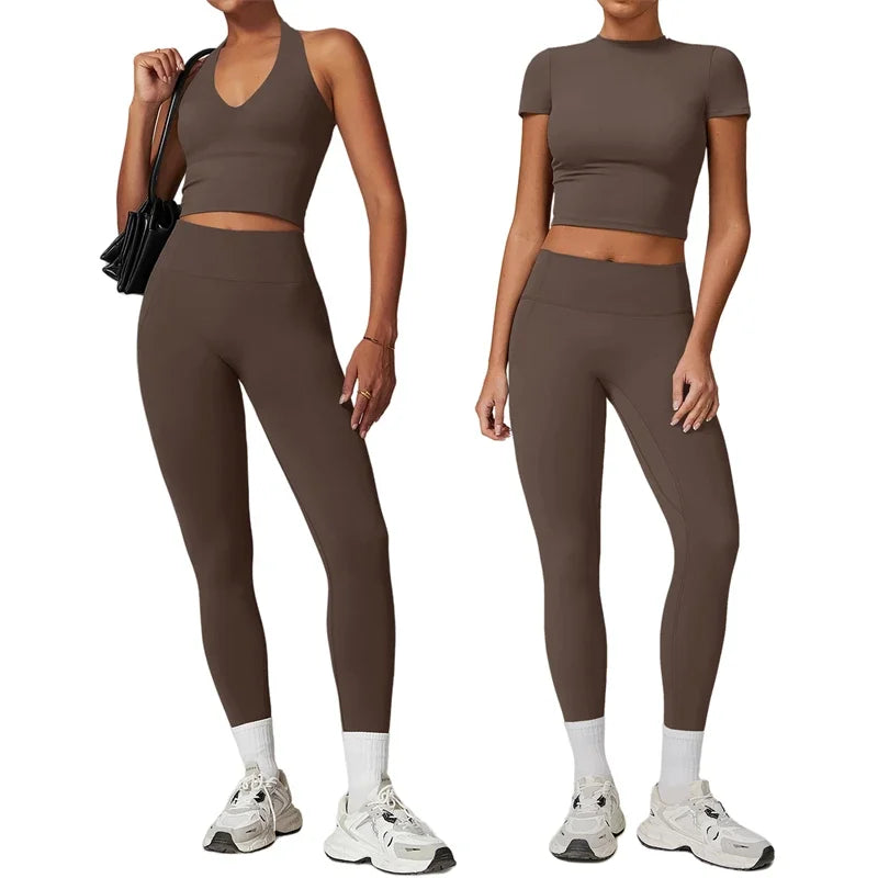 Women's Yoga Set Crop Top And High Waist Leggings Outfit