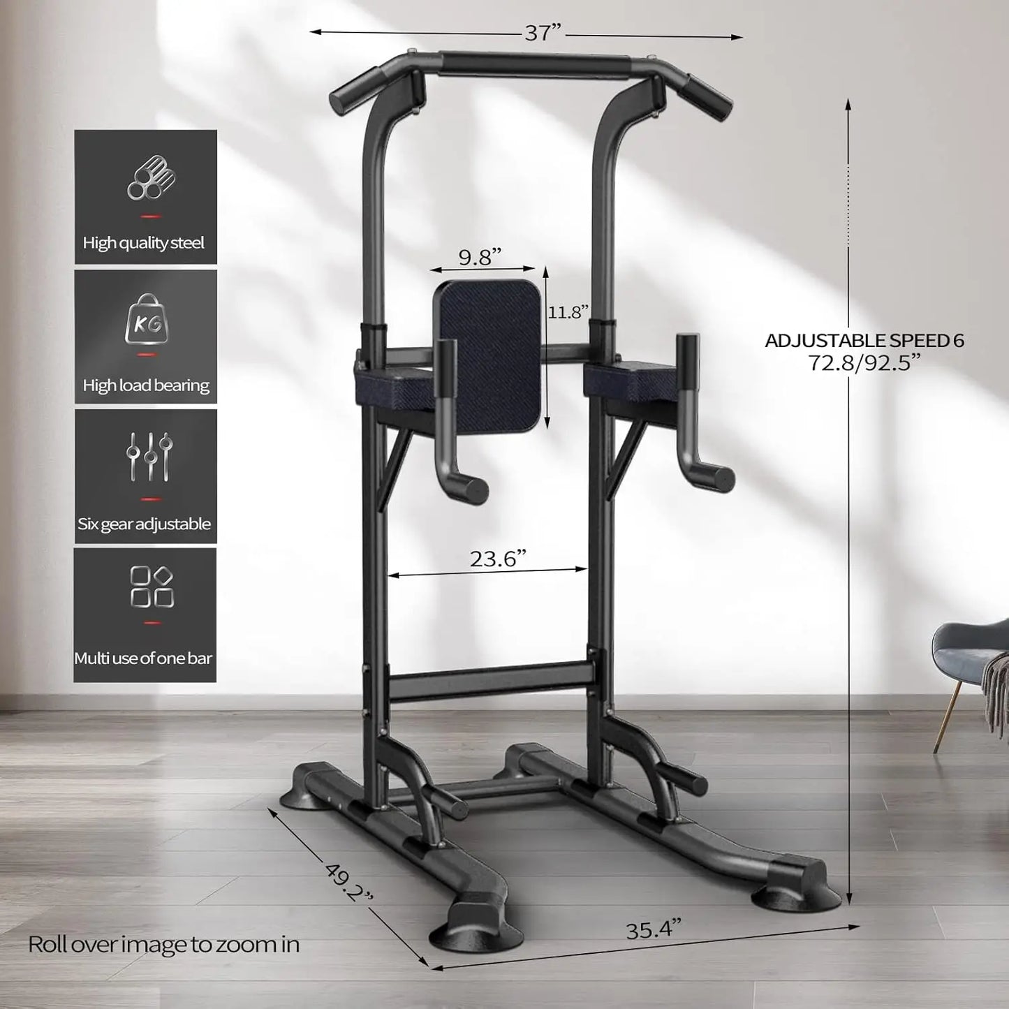 Adjustable Power Tower for Gym Pull Up Dip Station