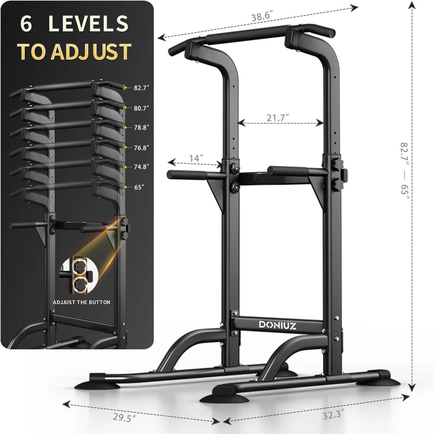Adjustable Height Power Tower Pull Up Bar Dip Station
