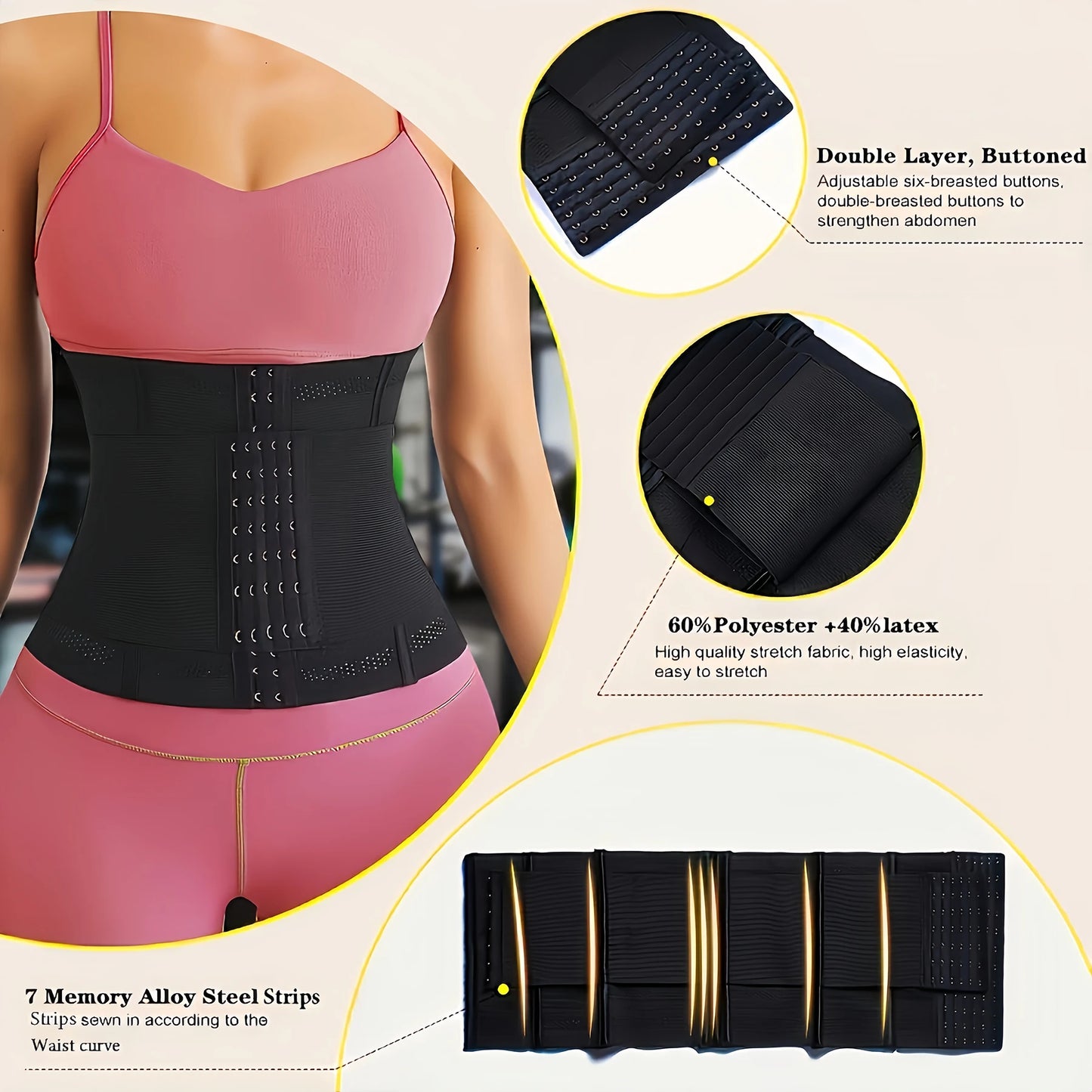 NONECN Underbust Waist Trainer Cincher Shaper for Women
