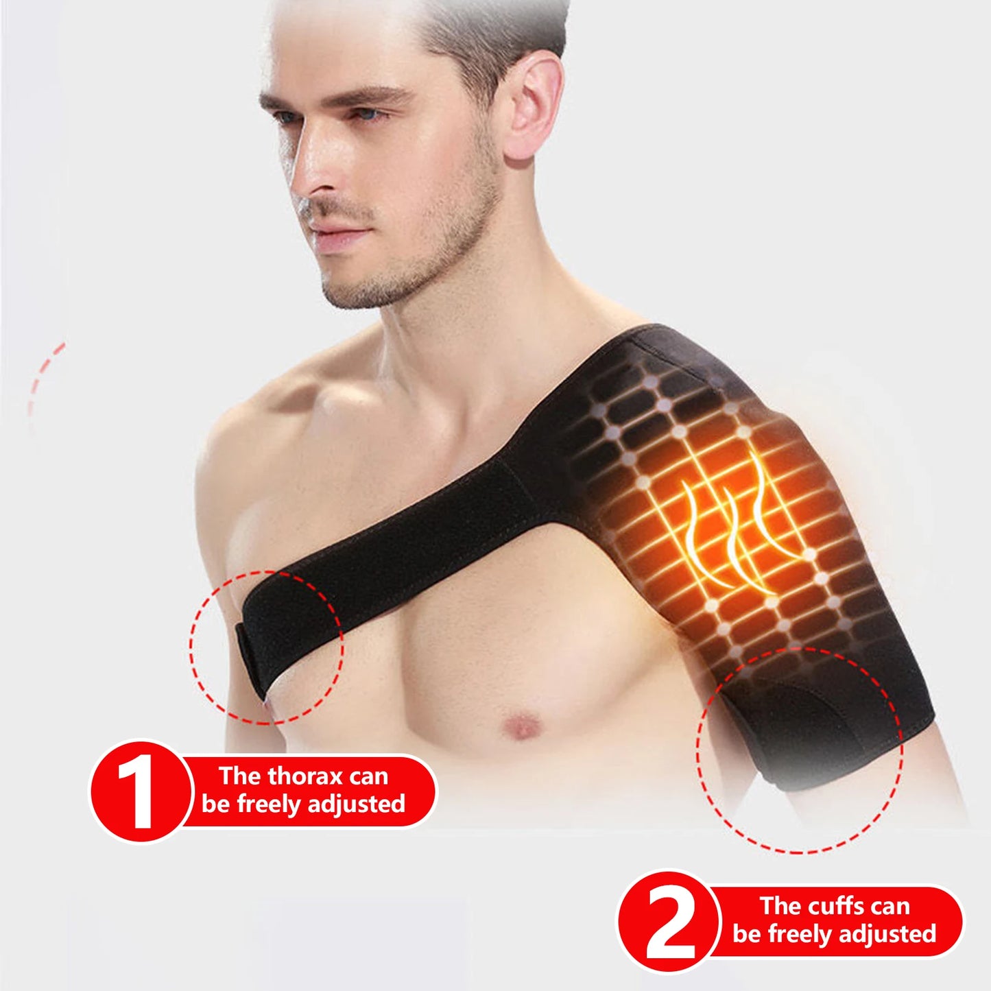 Self-Heating Shoulder Strap for Pain Relief Adjustable Thermal Pad