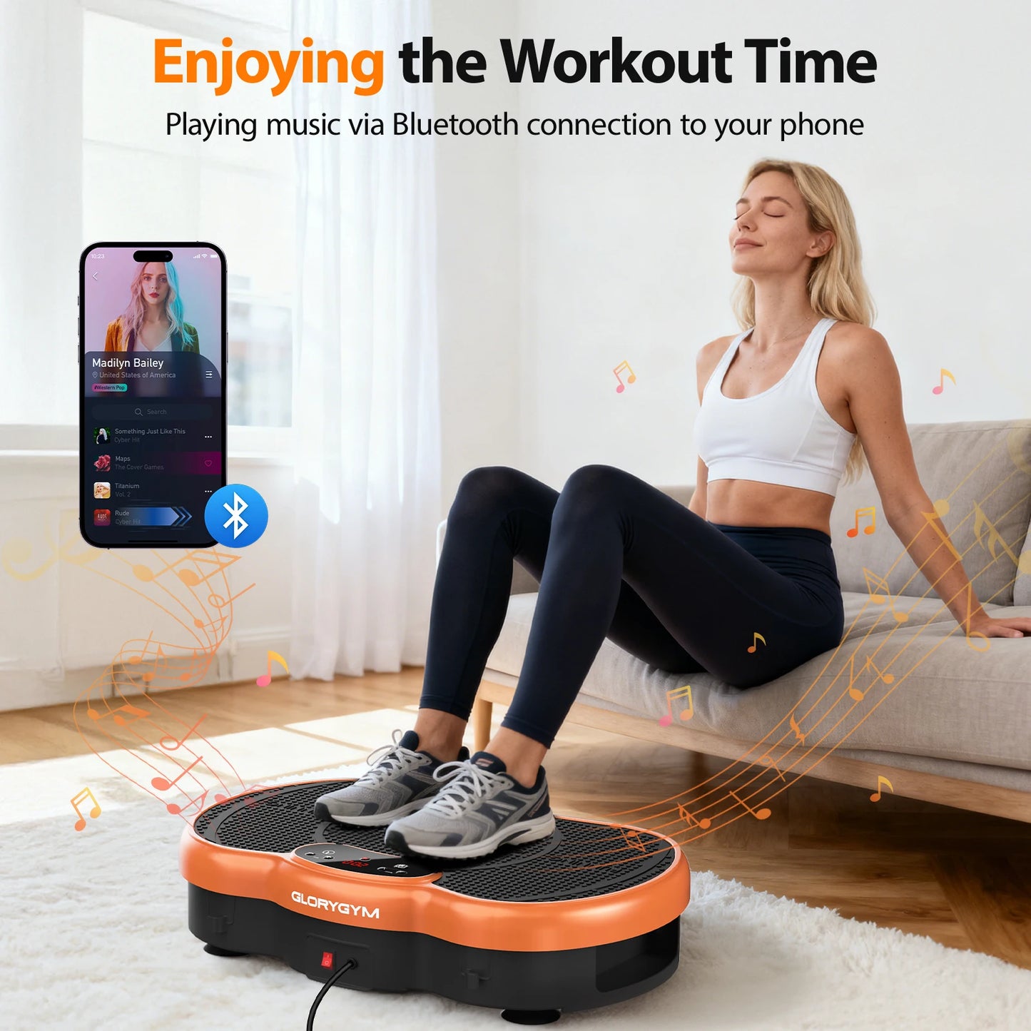 Vibration Plate Fitness Platform Calorie Tracking Bluetooth Remote