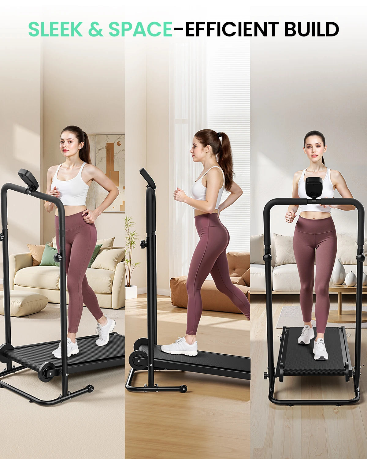 AKLUER Non-Electric Treadmill Dual Flywheel Motorless With LCD Monitor
