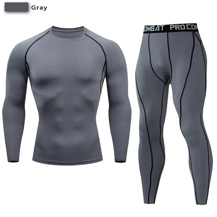 NONECN 2pc Men Compression Sportswear Set Elastic Training Yoga Tracksuit