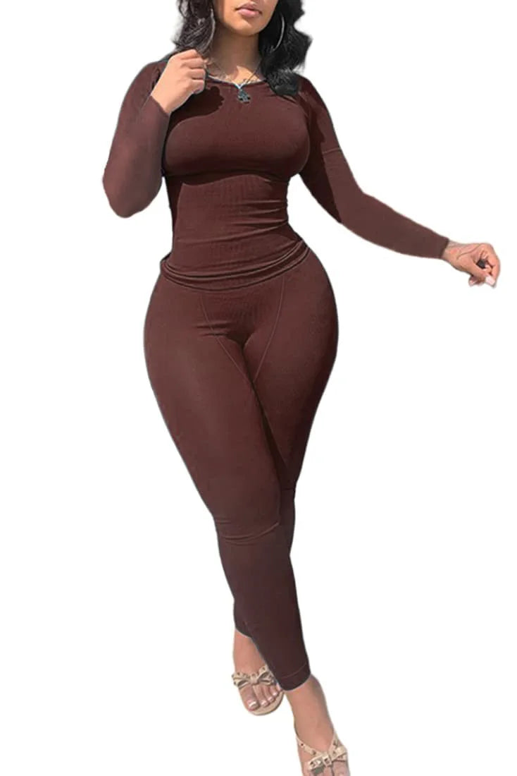 Women Two Piece Long Sleeve Leggings Set Exercise Wear