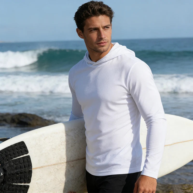 NONECN Men's Quick Dry Long Sleeve Hooded TShirt