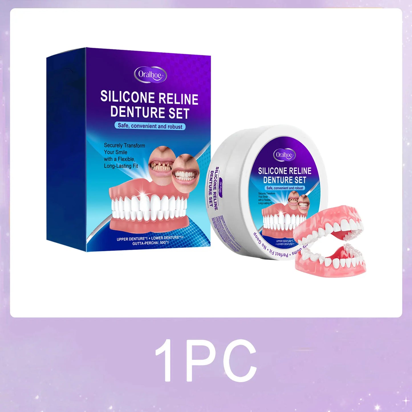 Silicone Reline Denture Set Temporary Upper and Lower Veneers