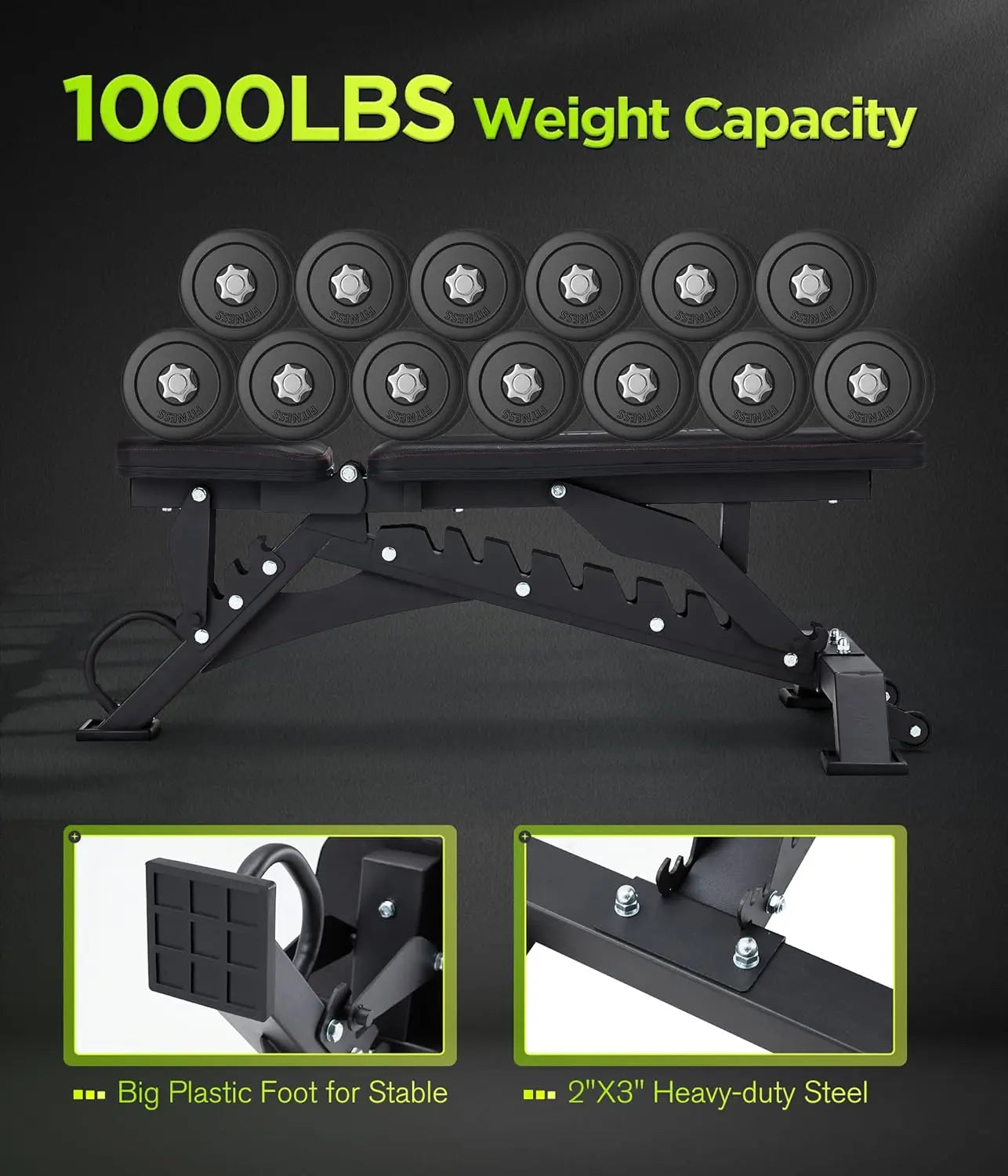 Heavy Duty Weight Bench 1000lb Capacity For Home Gym Exercises
