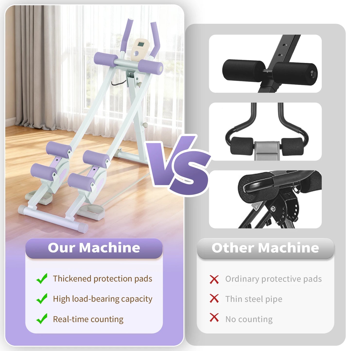 Monorail Ab Machine Ab Cruncher Fitness Trainer With Four Levels